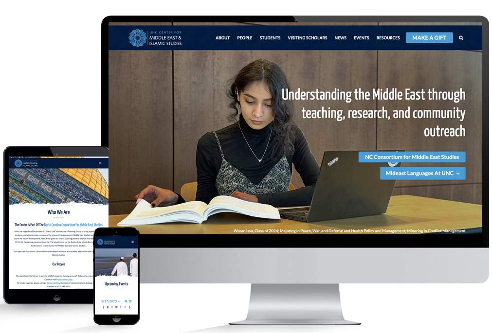 UNC Center for Mideast and Islamic Studies website mockup